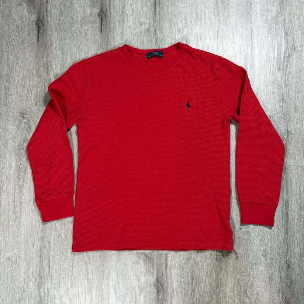 Womens Polo Ralph Lauren Long Sleeve Waffle Thermal Crewneck Shirt Medium